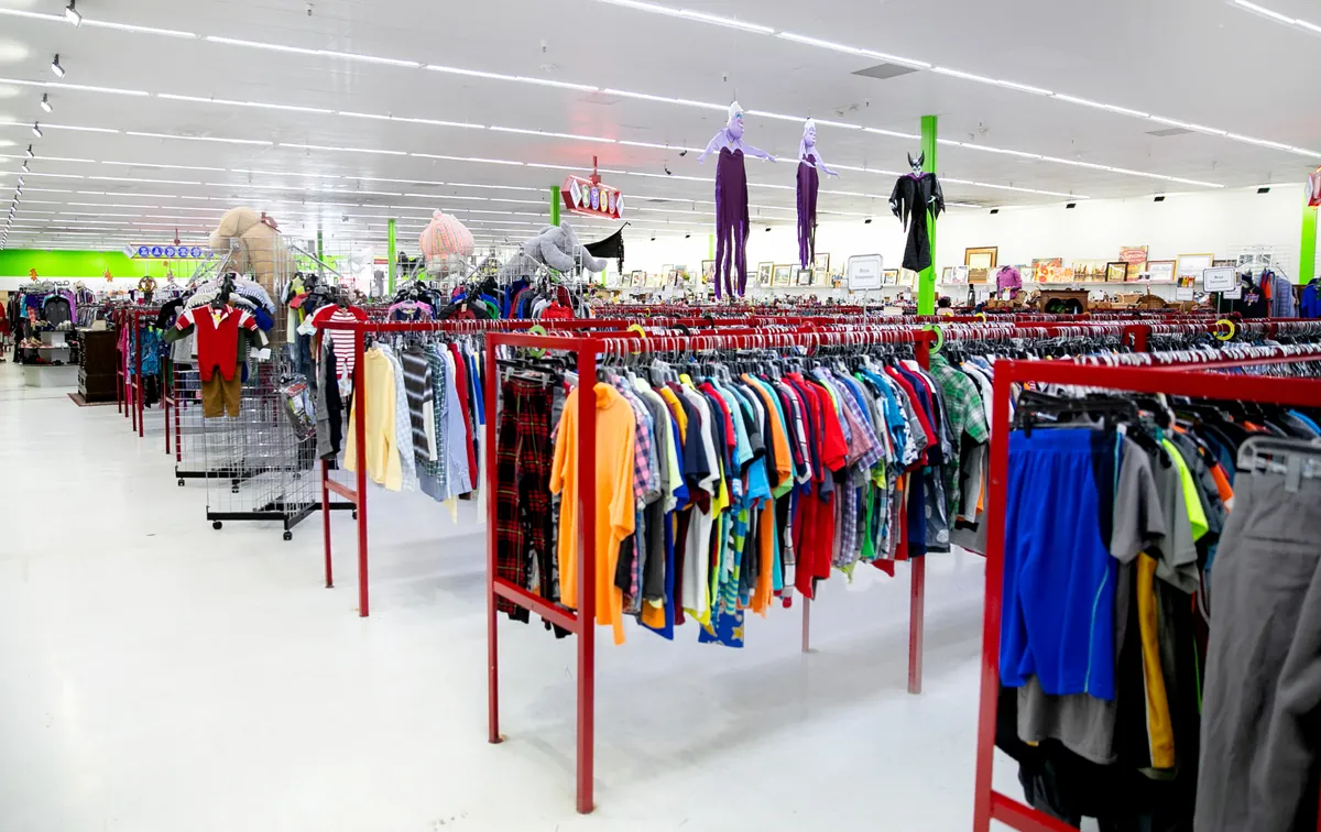 Clothing racks inside Blue Springs store
