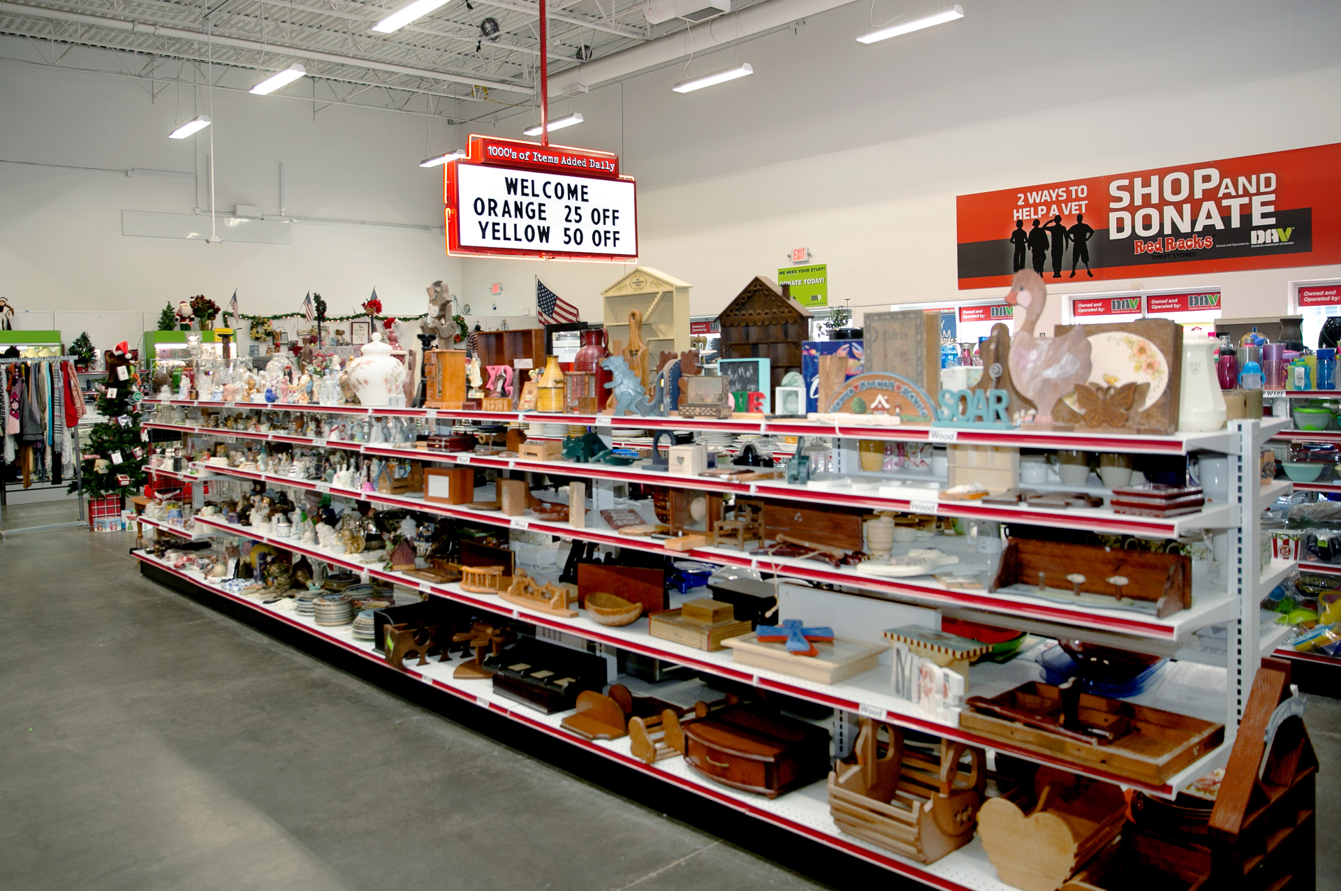Housewares aisle and wood decor section at Rangeline
