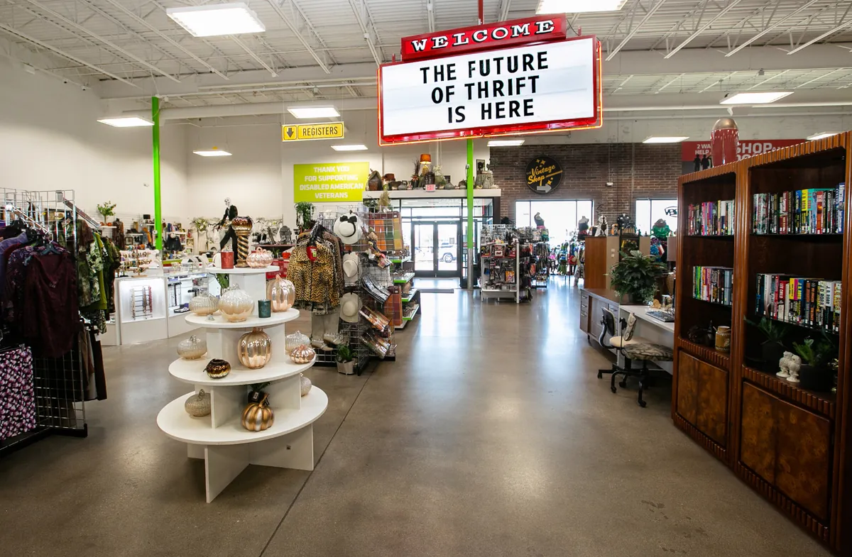 Main sales floor with welcome sign